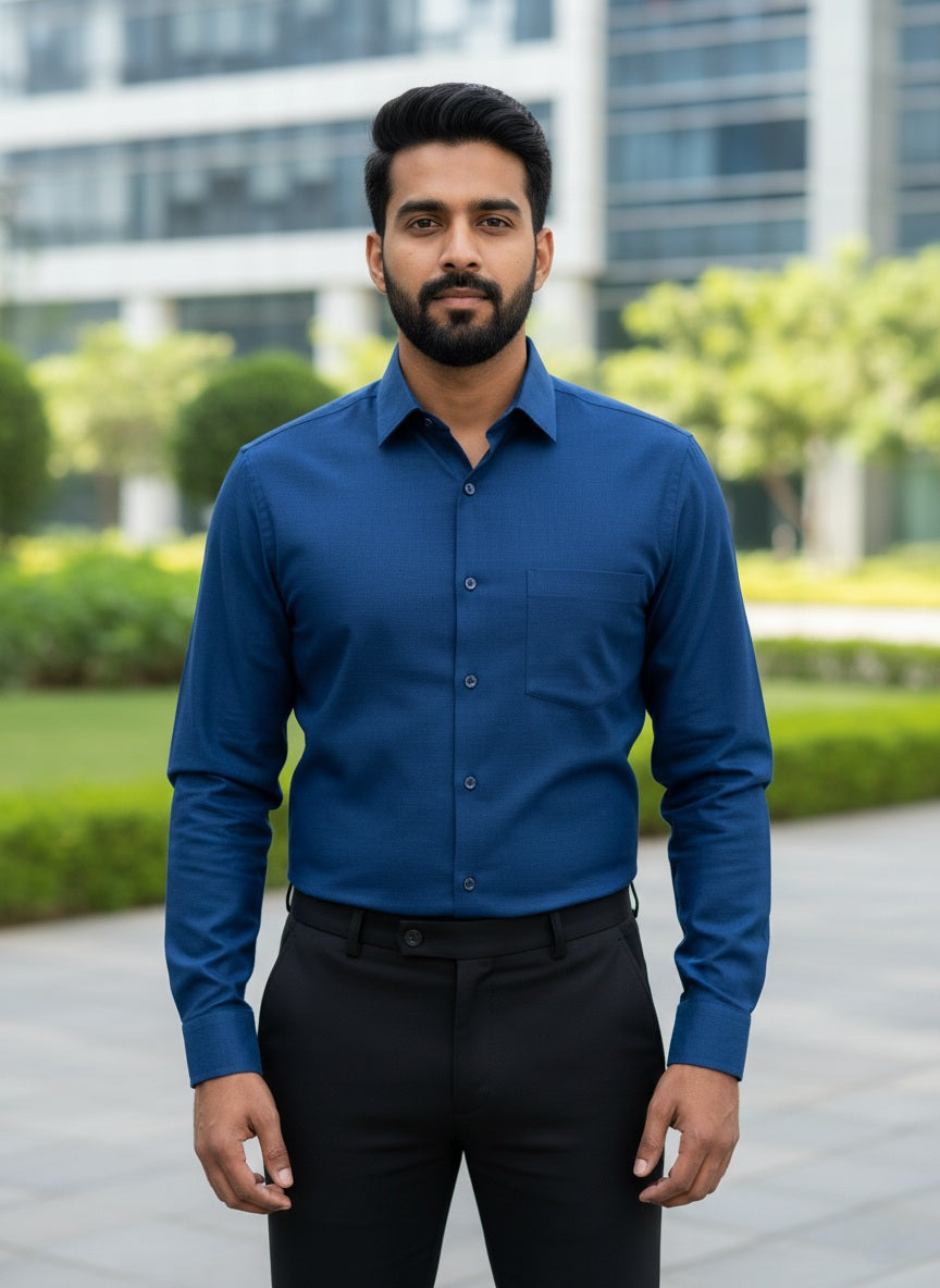 Navy Blue Shirt and Black Pant Combo