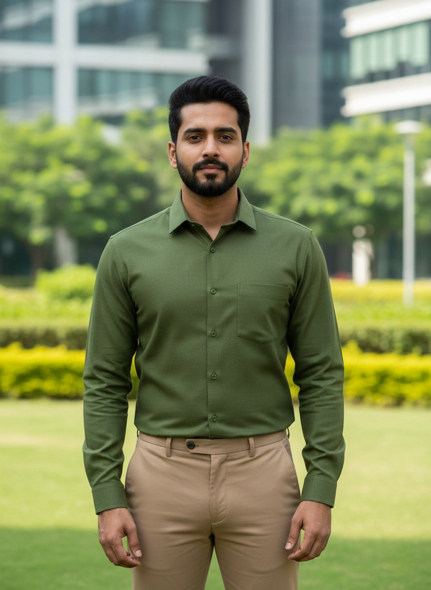 Olive Green Shirt and Sandal Pant Combo