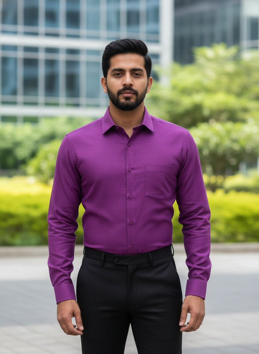 Purple Shirt and Black Pant Combo
