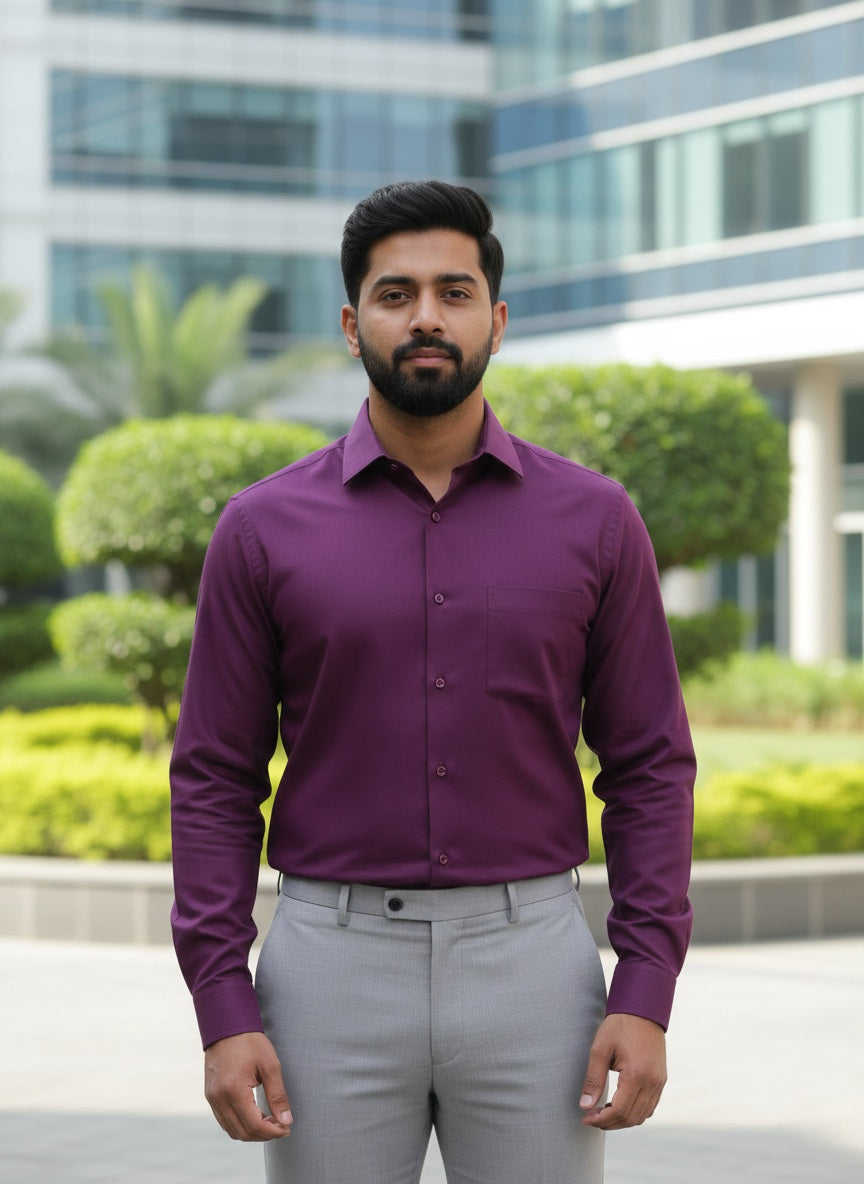 Purple Shirt and Grey Pant Combo