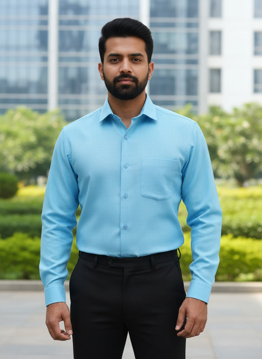 Sky Blue Shirt and Black Pant Combo