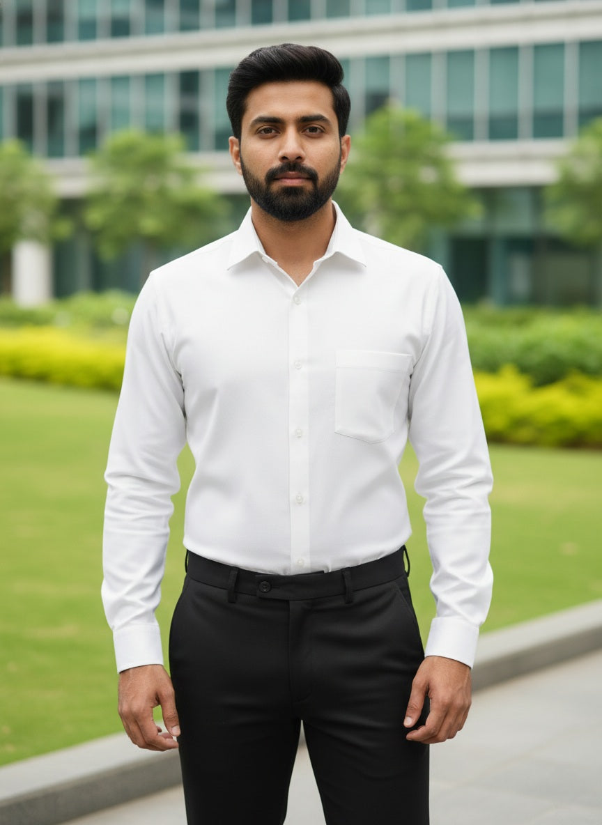 White Shirt and Black Pant Combo