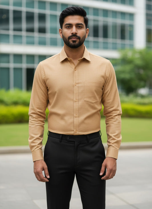Biscuit Colour Shirt and Black Pant Combo