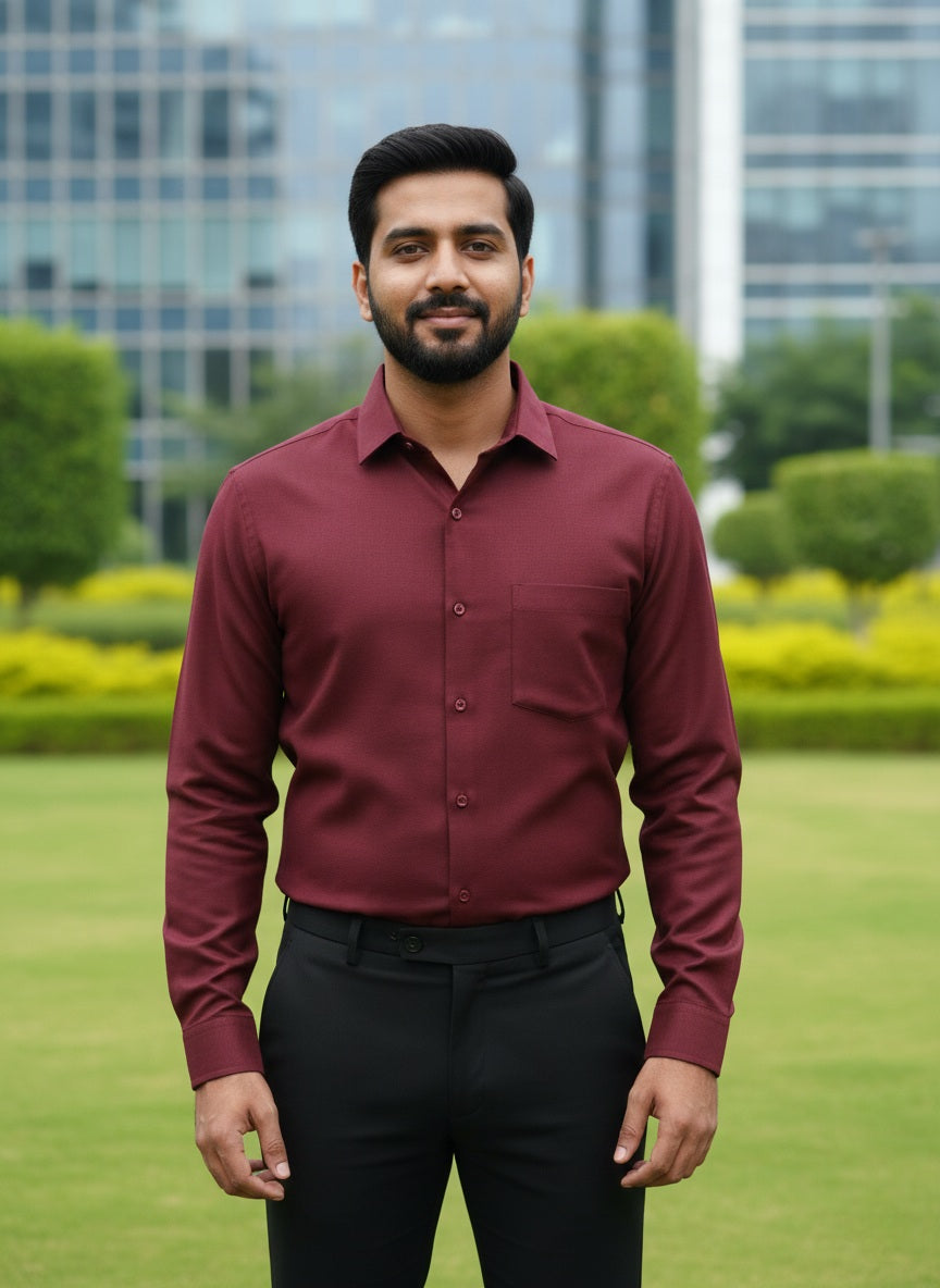 Maroon Shirt and Black Pant Combo