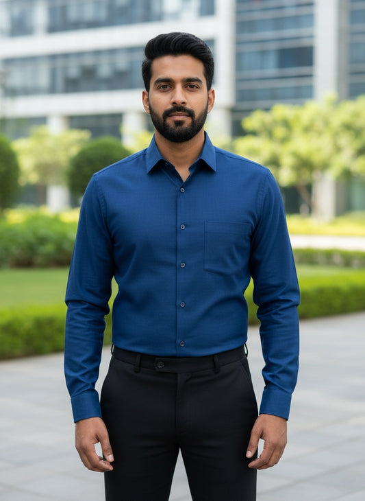 Navy Blue Shirt and Black Pant Combo