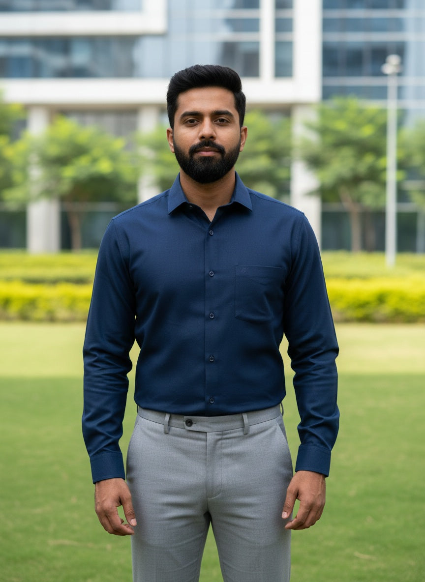 Navy Blue Shirt and Grey Pant Combo