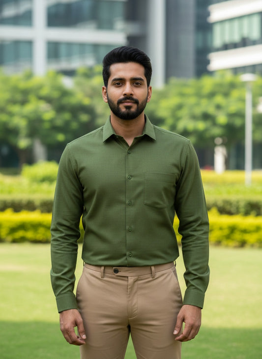Olive Green Shirt and Sandal Pant Combo