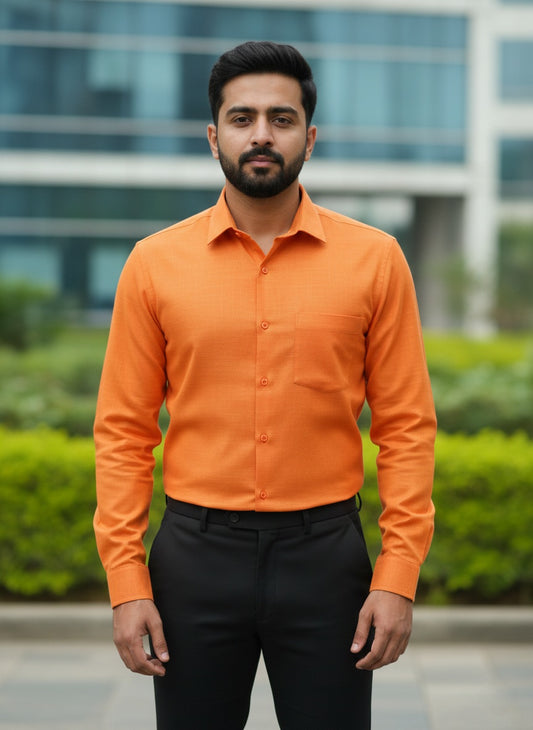 Orange Colour Shirt and Black Pant Combo