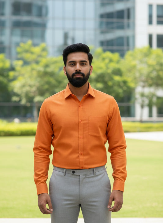 Orange Shirt and Grey Pant Combo