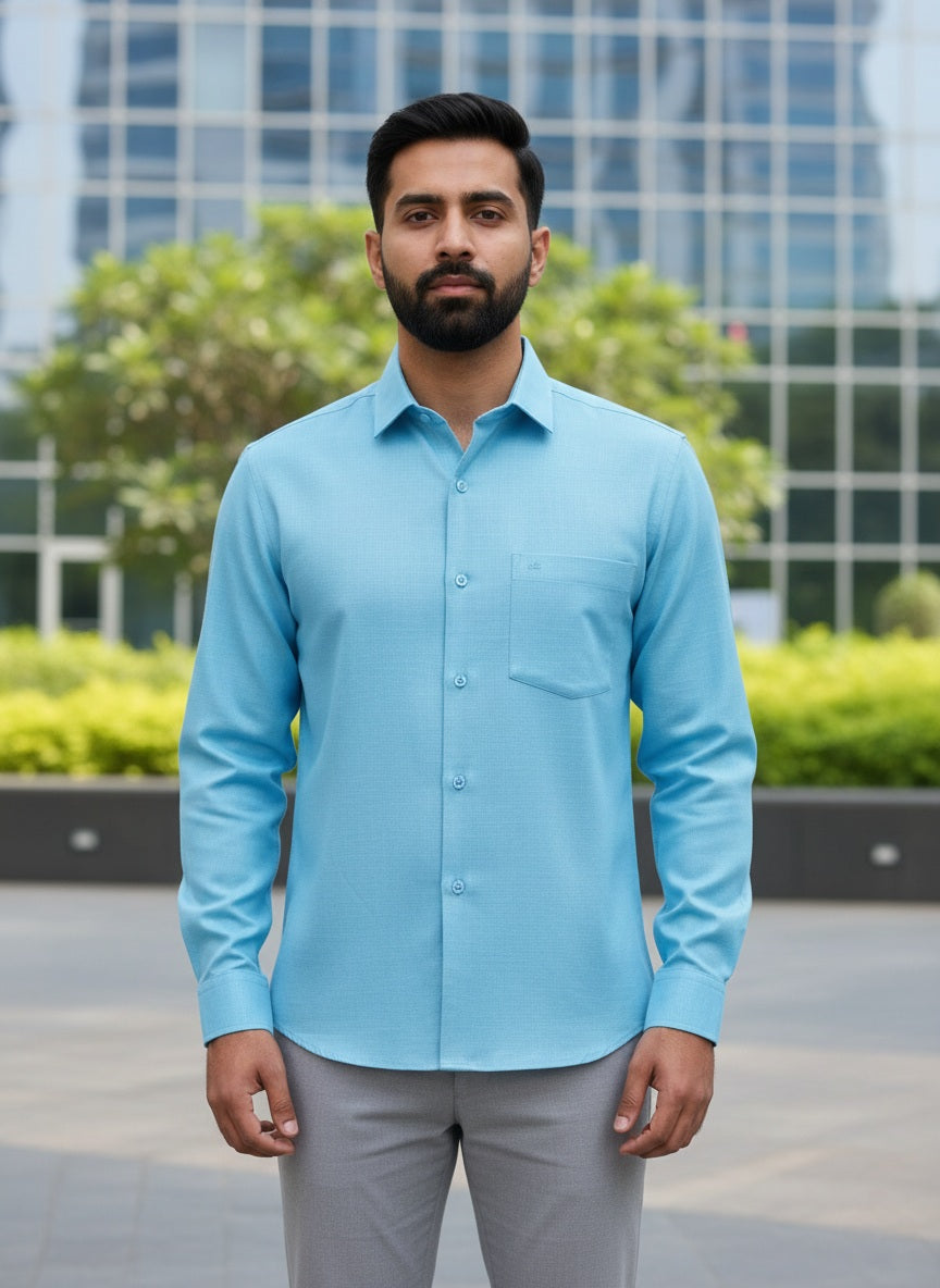 Sky Blue Shirt and Grey Pant Combo