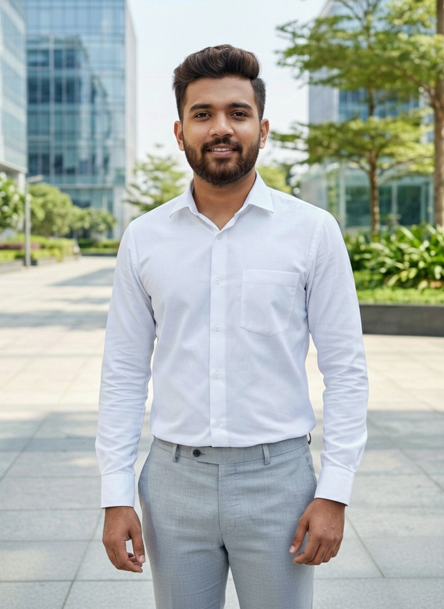Whie Shirt and Grey Pant Combo
