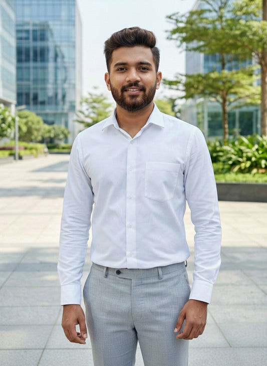 Whie Shirt and Grey Pant Combo